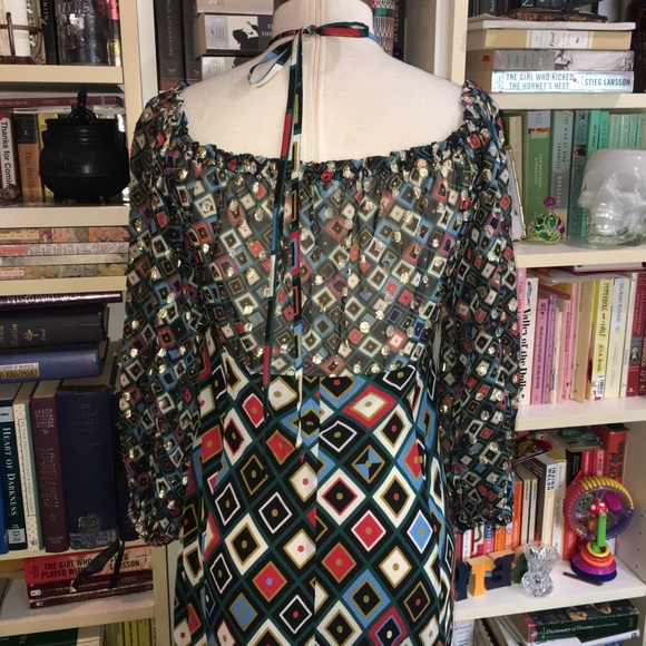Rixo Audrey Multicolor Geometric Print Off-Shoulder Dress - Picture 7 of 12